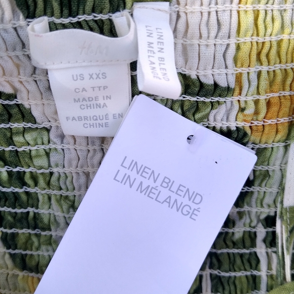 H&M Linen Lemon Sundress Retro Button Down - Picture 7 of 9